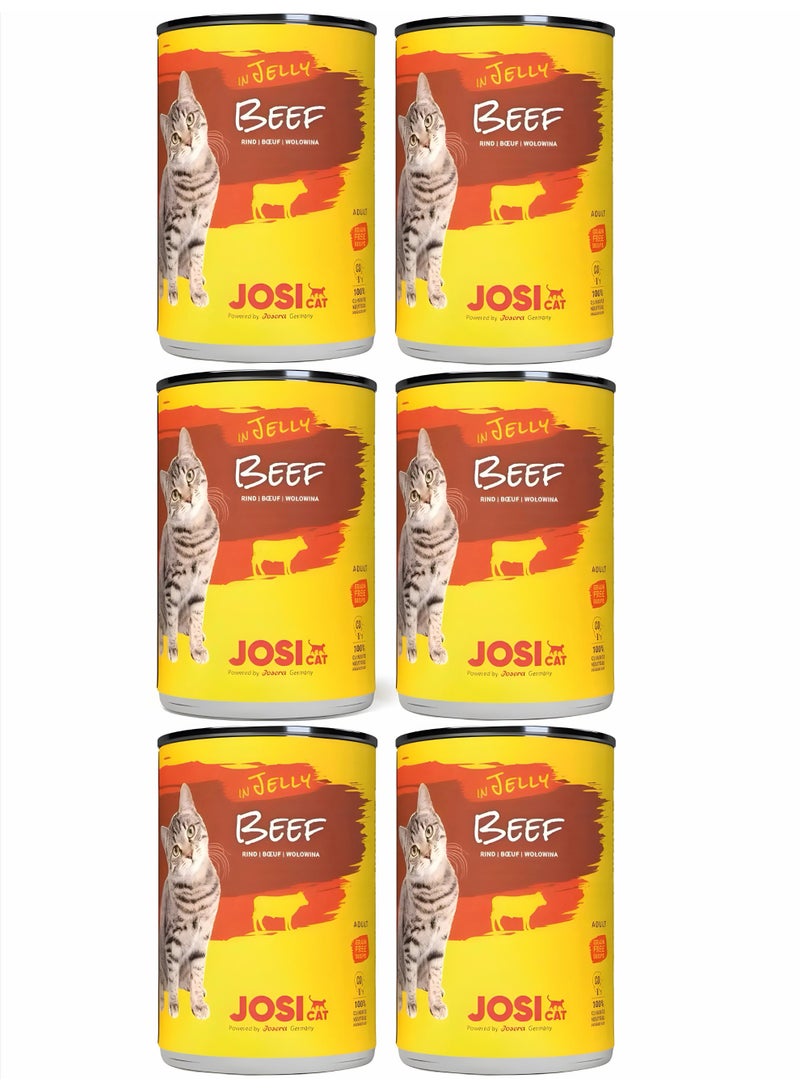 JOSICAT Beef in Jelly Wet Cat Food – 6 Cans (400g Each)